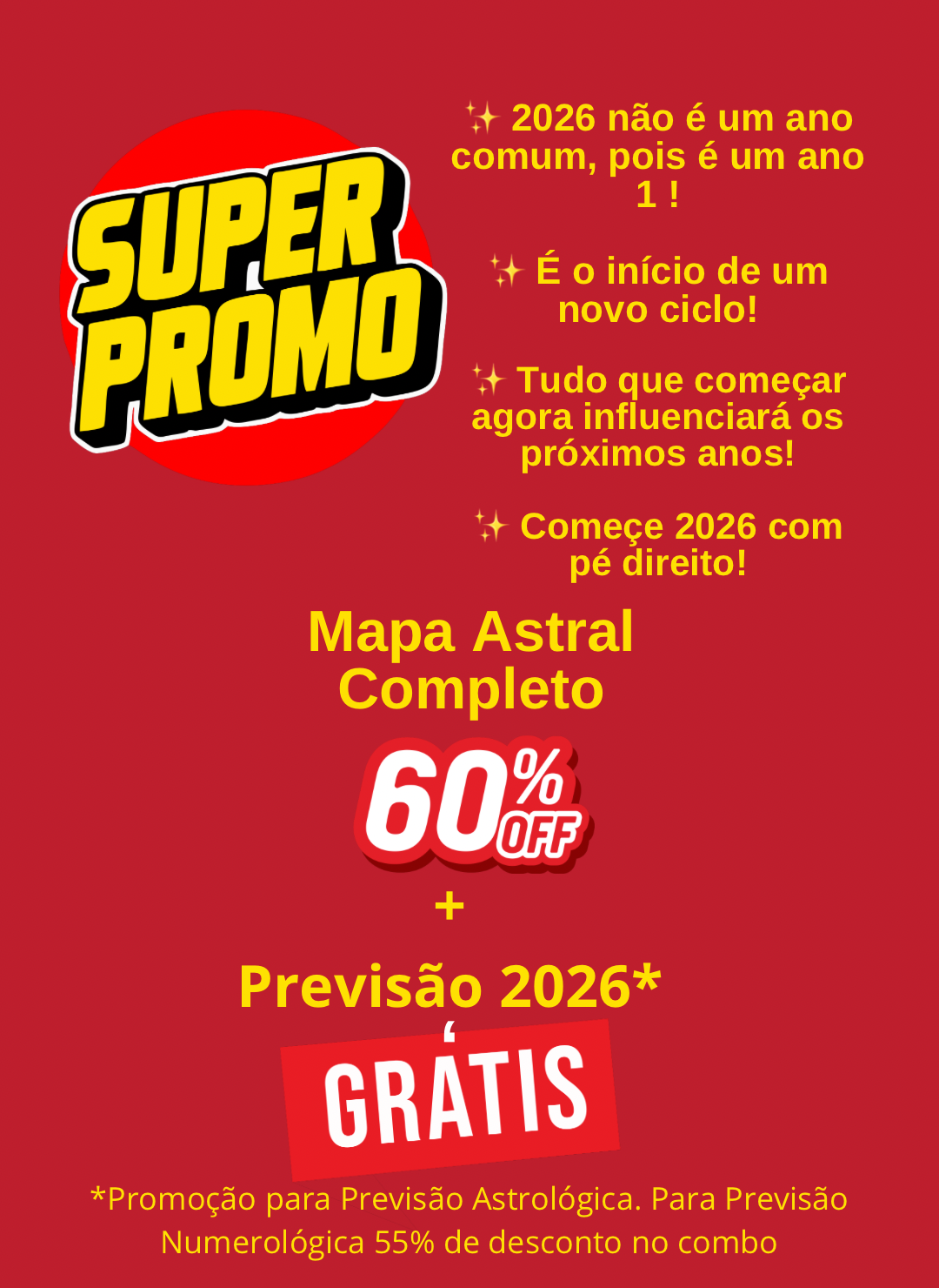 Mapa Astral + Previsão 2026 Astrólogica Numerologica Tarot
