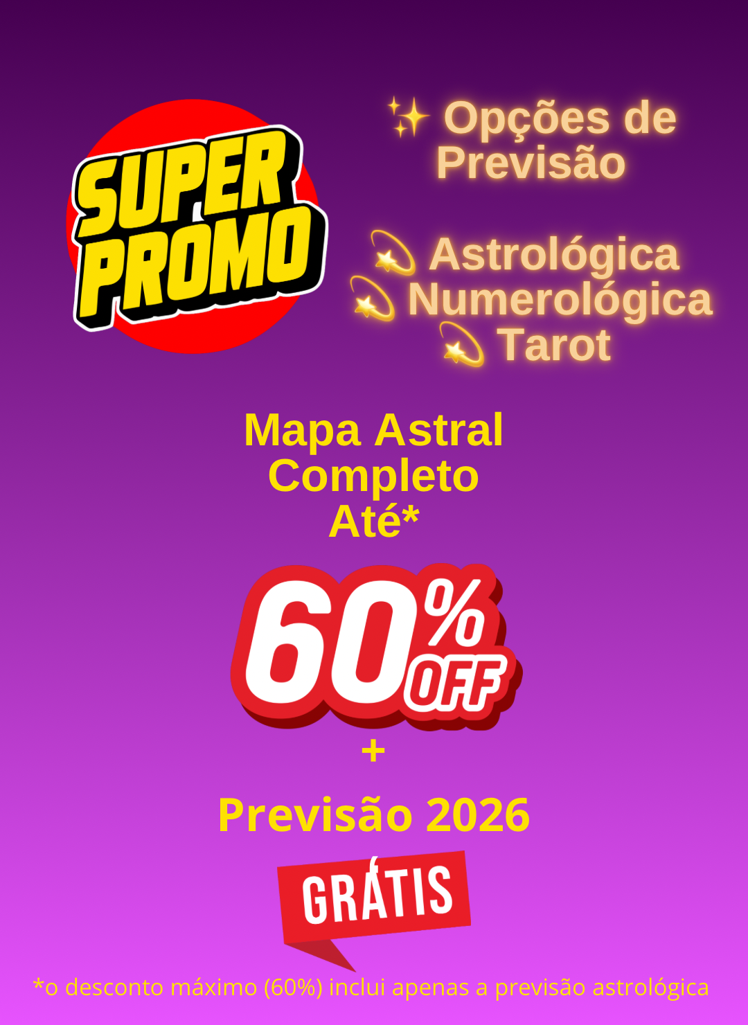 Mapa Astral + Previsão 2026 Astrólogica Numerologica Tarot